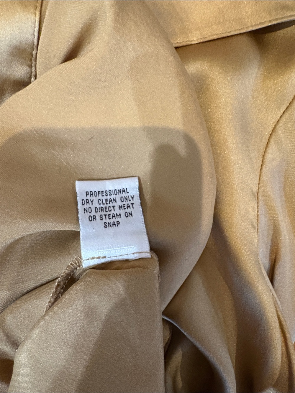 Cache Gold Satin Ruched Button-Down Blouse - Picture 6 of 8